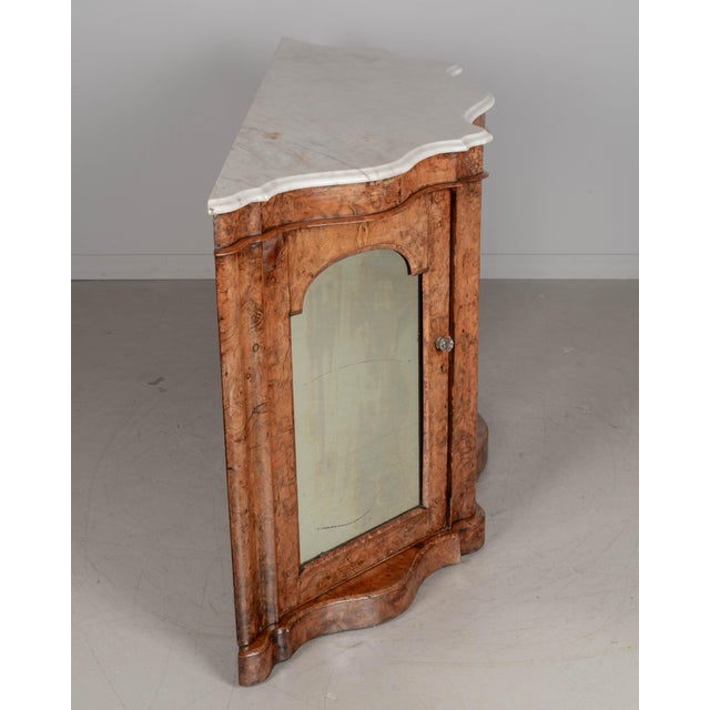 Wood English Victorian Burl Walnut Serpentine Marble Top Sideboard For Sale - Image 7 of 12