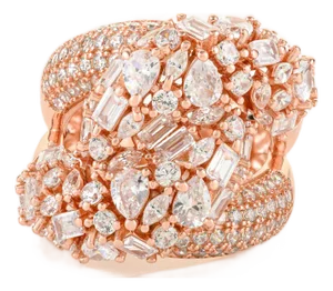 Carat&Her Rose Gold Finish Cocktail Cluster Ring With American Diamonds – Size 7