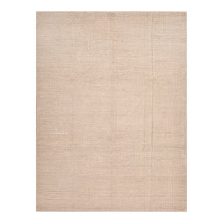 Nazmiyal Collection Contemporary Silk and Wool Neutral Ivory Rug For Sale