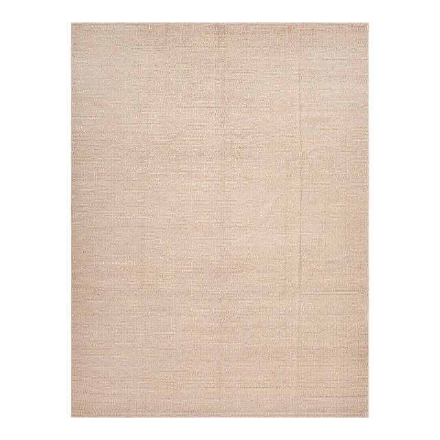 Nazmiyal Collection Contemporary Silk and Wool Neutral Ivory Rug For Sale