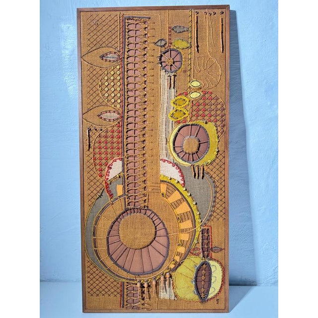 1960s Vintage Wall Hanging Woven Textile in Wool, Jute, Cotton, and Wood, 1970s For Sale - Image 5 of 13