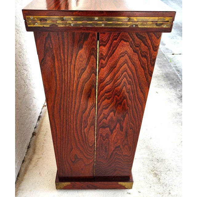 Wood Asian Dry Bar Fold Out Chinoiserie Rosewood Rolling For Sale - Image 7 of 10