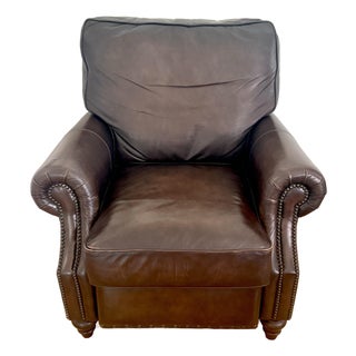 1990s Bernhardt Leather Recliner Club Chair For Sale