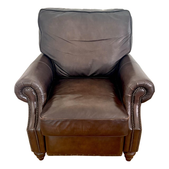1990s Bernhardt Leather Recliner Club Chair For Sale