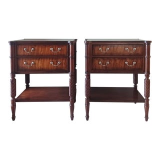 Set of Two Drawer Mahogany Nightstands by Ethan Allen For Sale