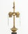Neoclassical Style Green and Gilt Metal Columnar Table Lamp, with two bulb fittings. 34.5" H x 5.75" W x 5.75" D....