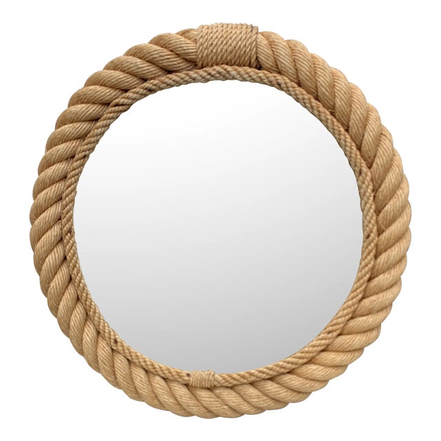 Midcentury Round Rope Mirror Adrien Audoux and Frida Minet For Sale