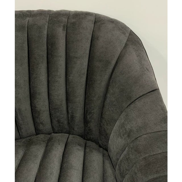 Modern Modern Gray Microfiber Channeled Club Chair For Sale - Image 3 of 7