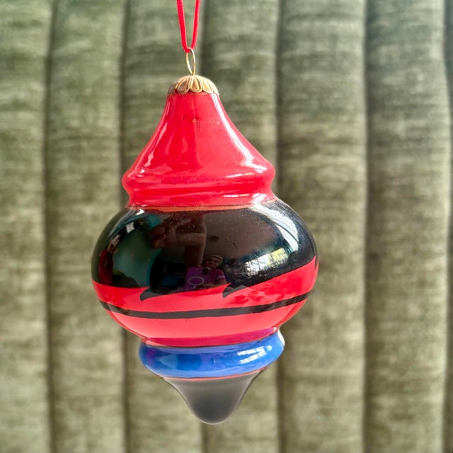 Vintage Pier 1 Li Bien Nutcracker Glass Christmas Ornament - Reverse Hand Painted Blown Glass Holiday Decor For Sale In Miami - Image 6 of 10