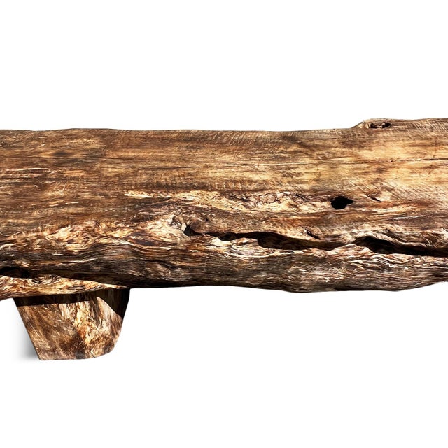 Vintage Large Lychee Slab Lobby Bench For Sale - Image 9 of 12