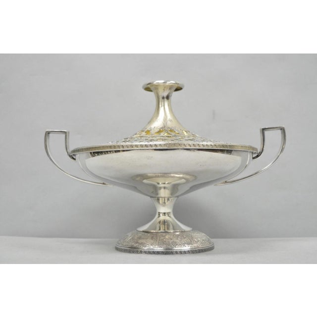Early 20th Century Vintage Victorian Silver Plated Flower Frog Flower Arranger Vase W Pedestal Base For Sale - Image 5 of 16