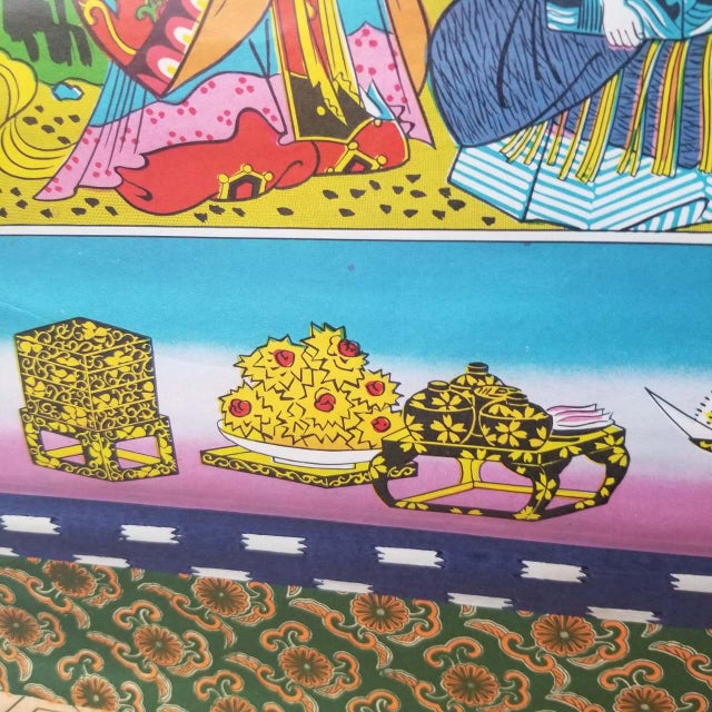 Antique Japanese Hina Matsuri Scroll, Five-Section Format With Lively Figures For Sale - Image 6 of 18