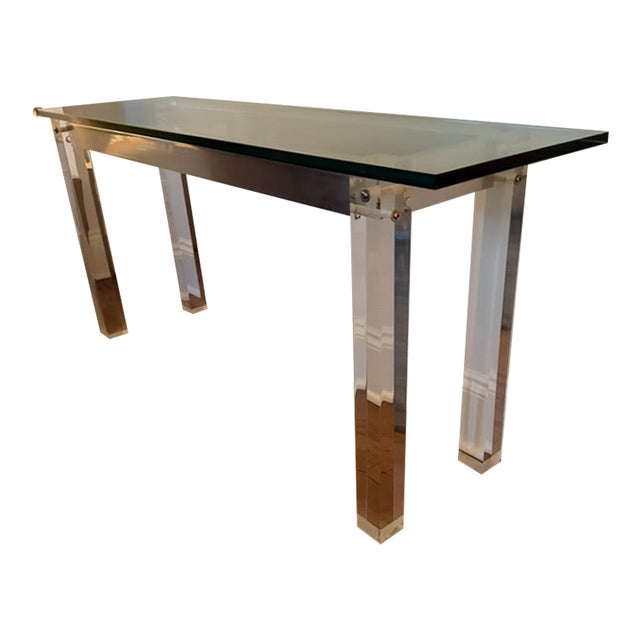 Vintage Lucite and Glass Console For Sale