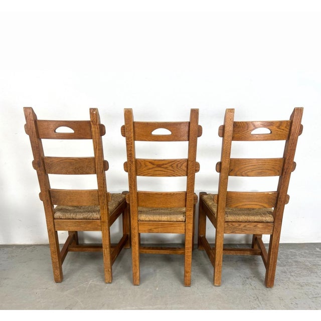 Vintage French Oak Dining Chairs With Tall Backs - Set of 6 For Sale In Philadelphia - Image 6 of 12
