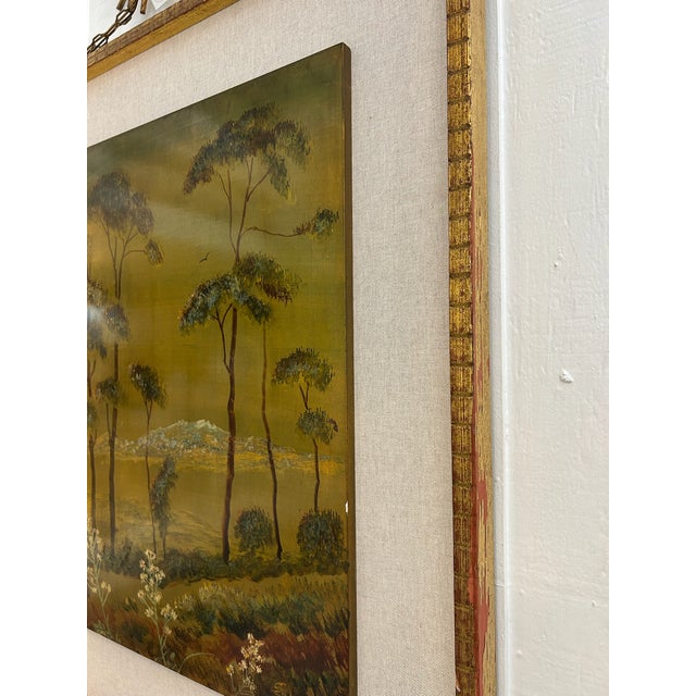 Pair of Vintage Original Oil on Board With New Linen Float Mat and Original Wood and Gold Leaf Frames For Sale In Los Angeles - Image 6 of 18