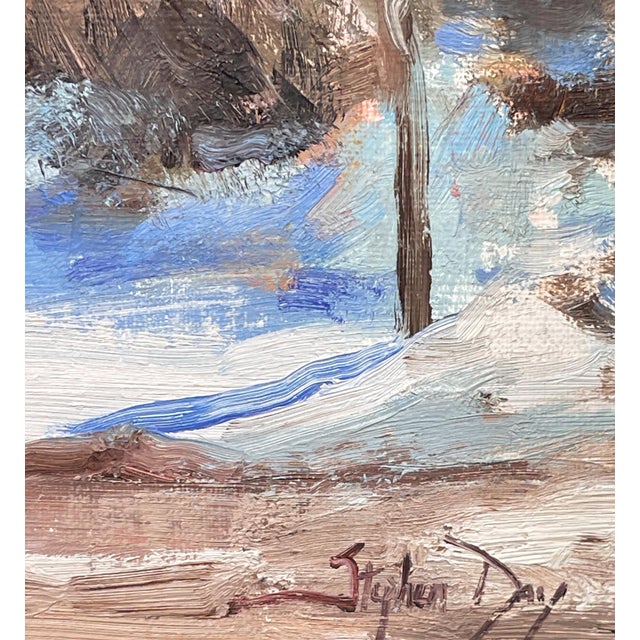 Winter Sunlight and Shadows by Stephen Day | Oil Painting of a winter landscape with trees and shadows For Sale - Image 4 of 5