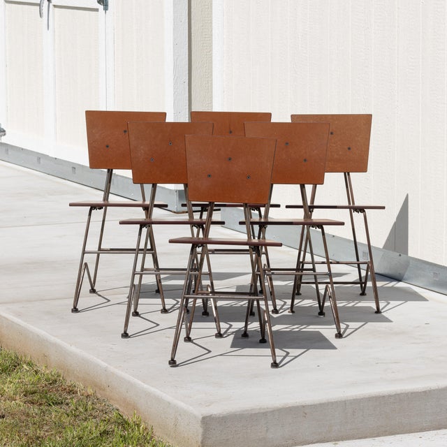 Set of 6 Vintage Chipotle Composite and Steel Dining Chairs – Attributed to Steve Sauer | Bruce Gueswel For Sale In Sacramento - Image 6 of 10