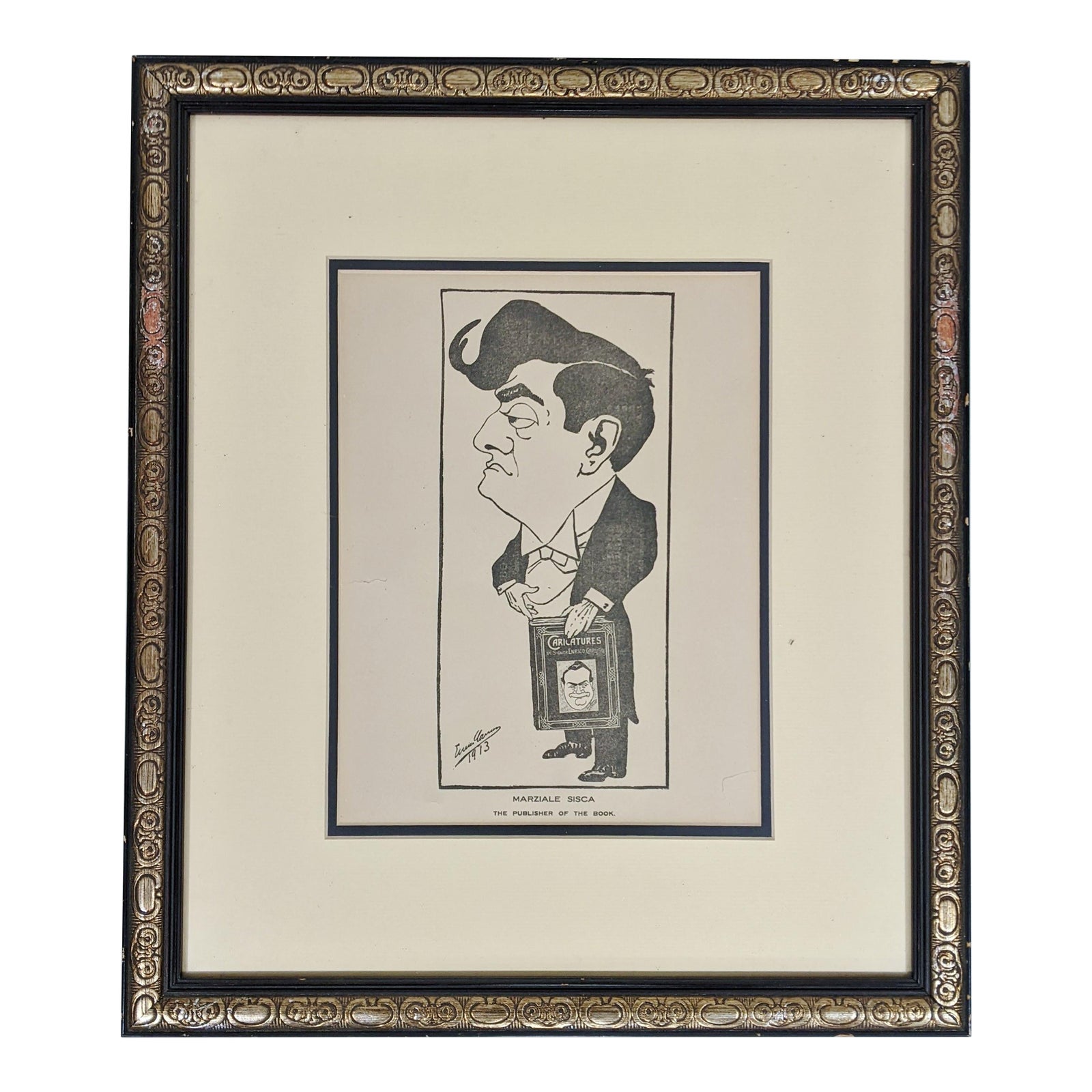 Antique Print Hand-Drawn Sketch Drawing by Enrico Caruso 1913 - Nyc ...