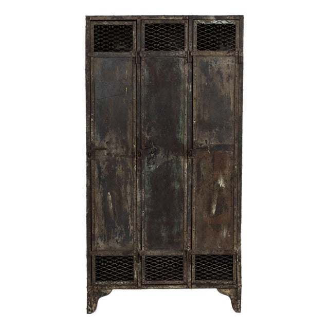 Antique French Slate Mine Metal Lockers, Circa 1900 For Sale