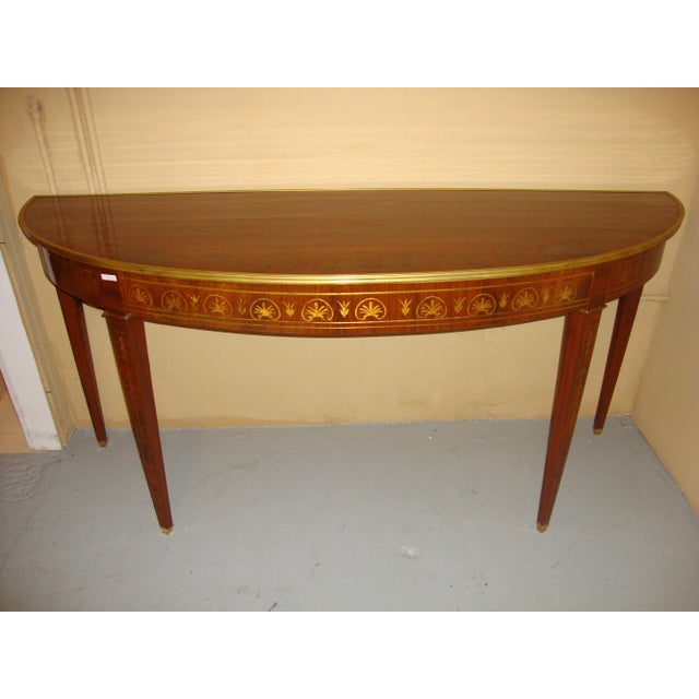 Metal Boule Inlaid Demilune Console Tables - a Pair For Sale - Image 7 of 10