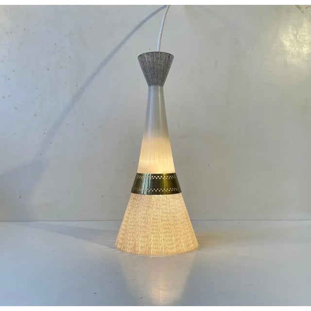 Mid-Century Modern Italian Glass and Brass Pendant Light from Stilnovo, 1950s For Sale - Image 6 of 10
