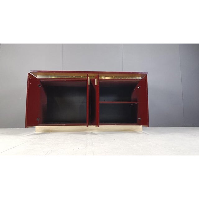 Vintage Red Lacquered Sideboard, 1980s For Sale - Image 9 of 10