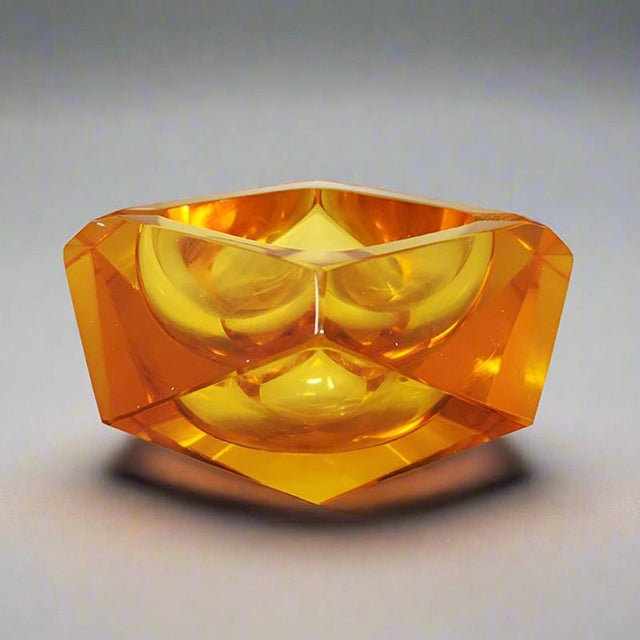Italian Ochre Ashtray or Catchall by Flavio Poli for Seguso, 1960s For Sale - Image 7 of 7