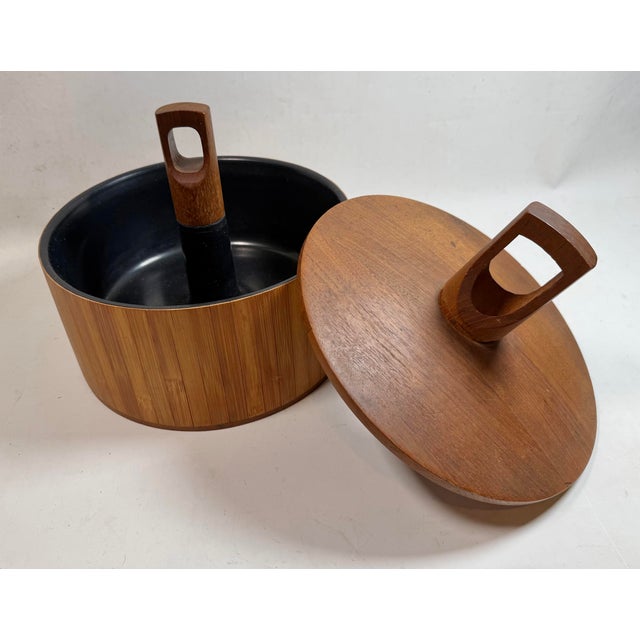 Jens Quistgaard Dansk Modern Bamboo and Teak Ice Bucket, 1960, Denmark For Sale In Los Angeles - Image 6 of 9