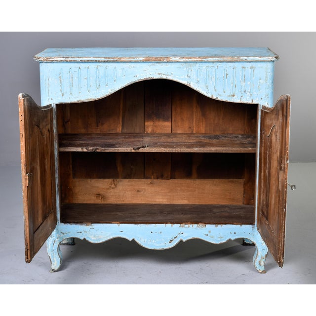 French Provincial French Provincial Louis XV Style Blue-Painted Two-Door Buffet For Sale - Image 3 of 13