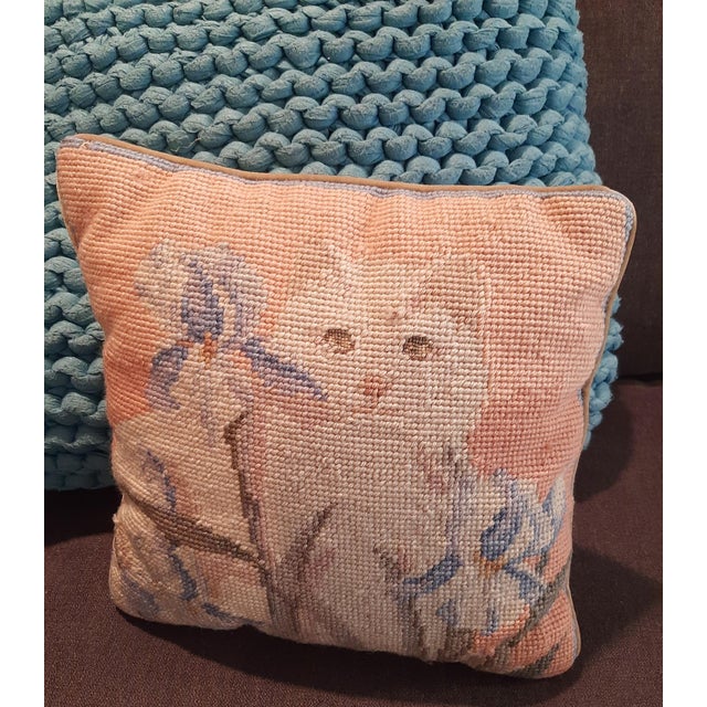Cat Needlepoint Pillow by Catha Diddel Textile For Sale - Image 11 of 12