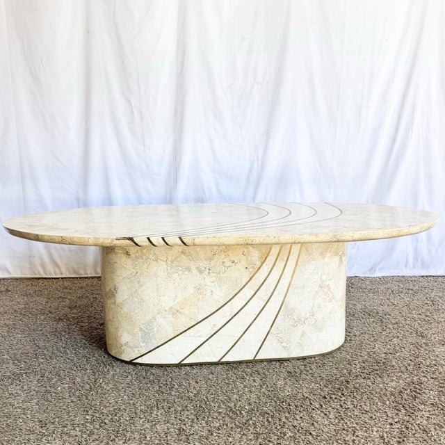 Vintage Postmodern Tessellated Stone Coffee Table For Sale In West Palm - Image 6 of 8