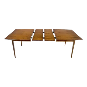 American Walnut Danish Mid Century Modern Style Dining Table 2 Extension Boards