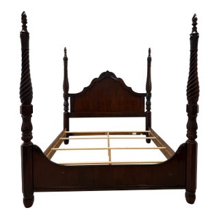 Thomasville King Size Mahogany Cherry Four Poster Bed For Sale