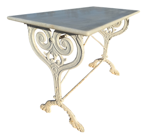 Antique French Cast Iron and Marble Bistro Table, 1900s