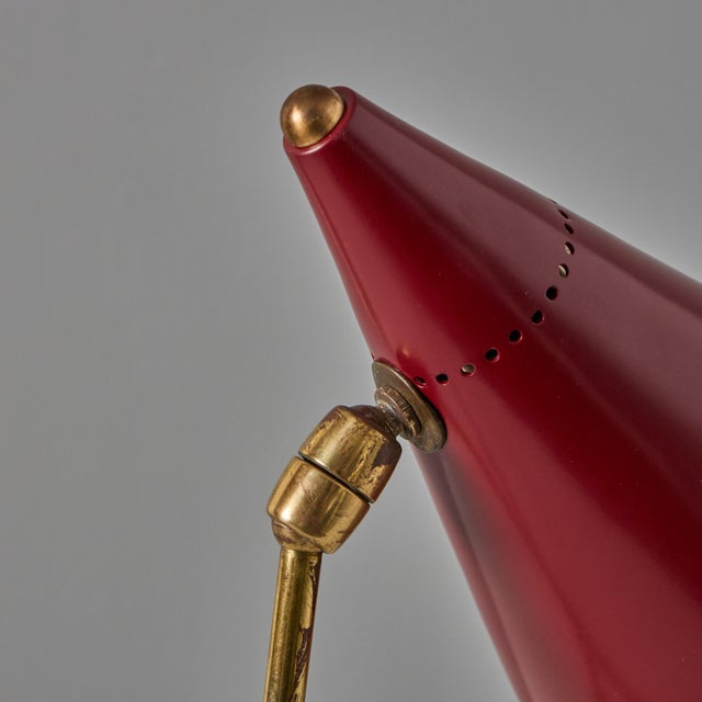 1950s Giuseppe Ostuni Red Conical Table Lamp for Oluce For Sale - Image 12 of 18