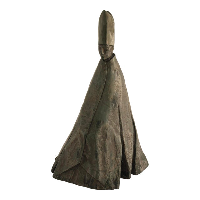 Vintage MCM Austin Productions Cardinale Seduto Sculpture, Manzu, 1963, 18" Tall For Sale