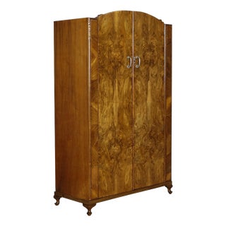 Large Art Deco Burr Walnut Wardrobe For Sale