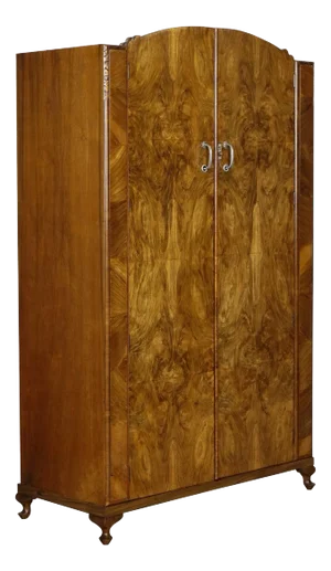 Large Art Deco Burr Walnut Wardrobe