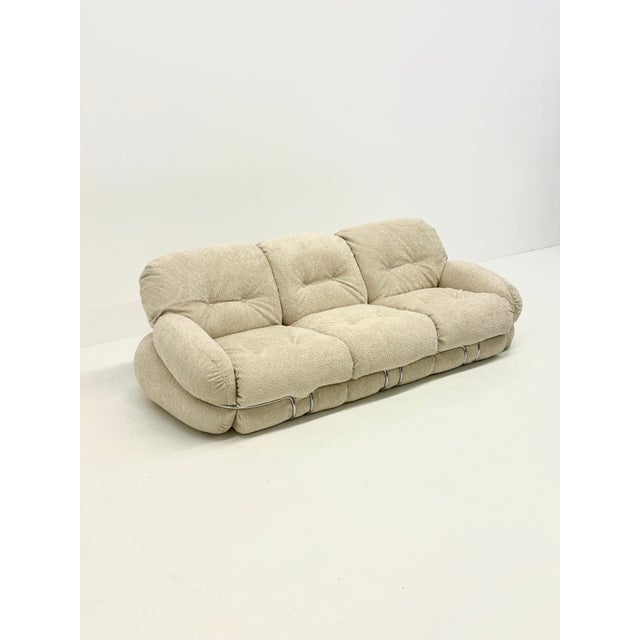 Textile Curly Cream Okay Sofa by Adriano Piazzesi, 1970s For Sale - Image 7 of 9