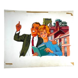1950s Mid-Century "Travel" Original Painting For Sale