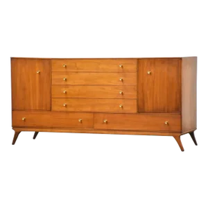 1960s Walnut and Brass Mid Century Credenza