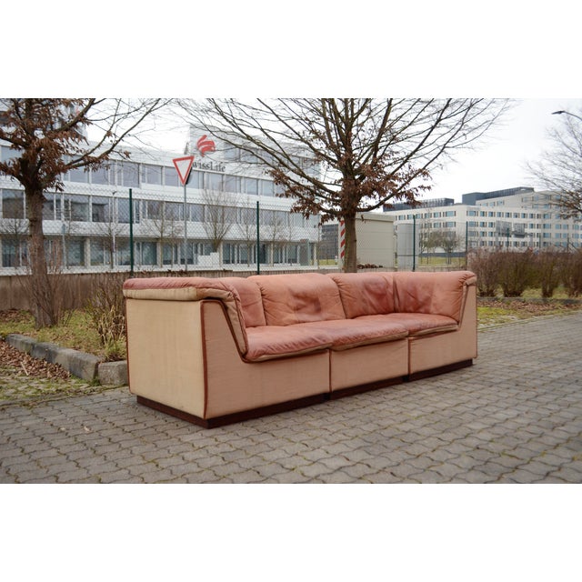Sapporo Sofa in Cognac Canvas and Leather from Oy Dahlqvist AB / BD Möbel, 1976, Set of 3 For Sale - Image 13 of 18