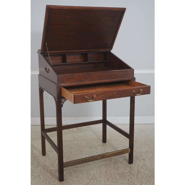 Chippendale Kittinger Leather Top Mahogany Architects Desk For Sale - Image 3 of 18