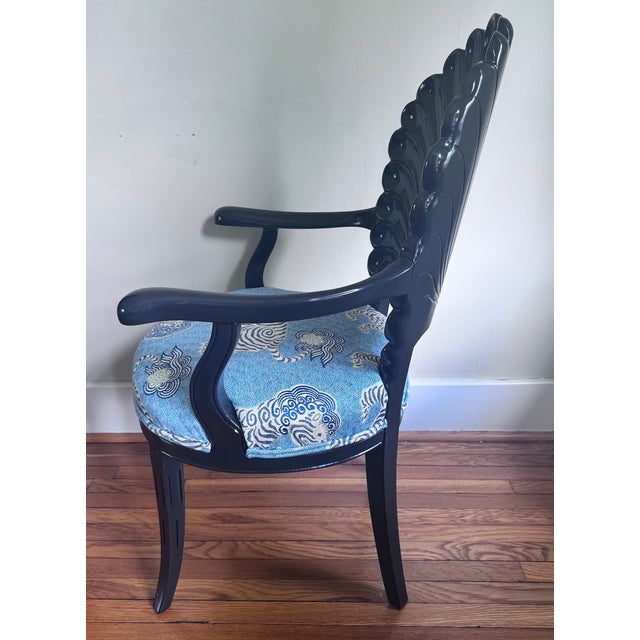 Black Pair of Lacquered Vintage Italian Hand Carved Grotto Chairs For Sale - Image 8 of 16