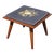 Vintage Mid Century Modern Blue Needlepoint Tapestry Footstool Stool Bench For Sale