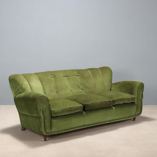Vintage Green Velvet Sofa, 1950s For Sale - Image 12 of 12