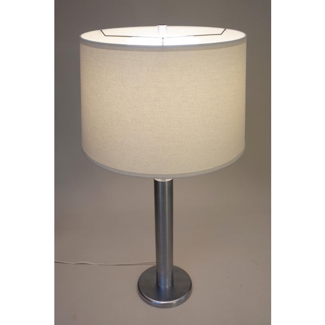 1950s 1950s Walter Von Nessen Streamline Mid Modern Brush Stainless Steel Table Lamp For Sale - Image 5 of 9