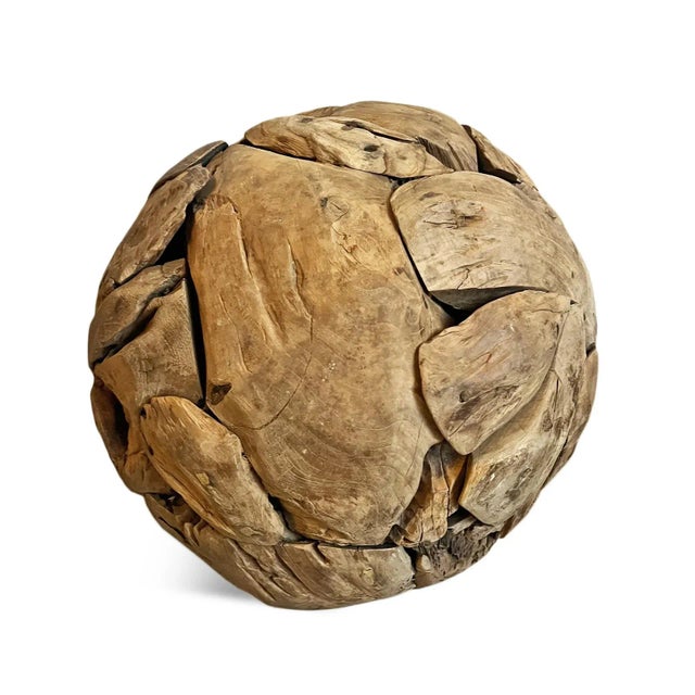 Rustic Vintage Salvaged Teak Root Coastal Rustic Decorative Ball For Sale - Image 3 of 6
