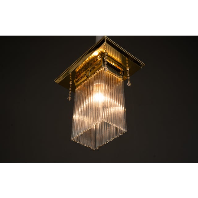 Art Deco Ceiling Lamp with Glass Sticks, Vienna, Austria, 1920s For Sale - Image 4 of 11