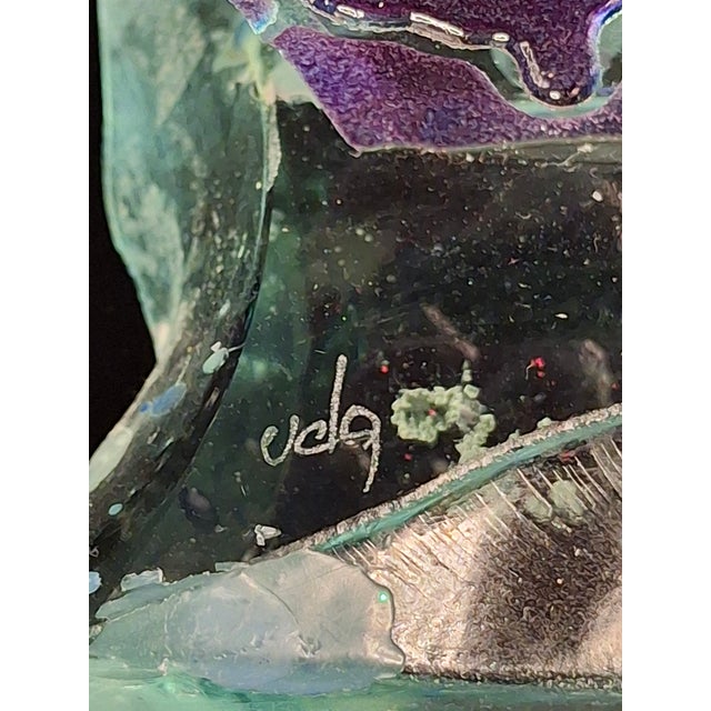 Late 20th Century Signed Uda Yehuda Parmat Studio Art Glass Menorah Iridescent Fused Dreidel For Sale - Image 13 of 17